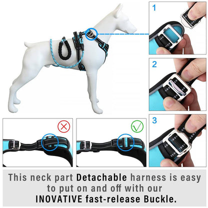 3M Reflective No Pull Dog Harness | Cyan Blue