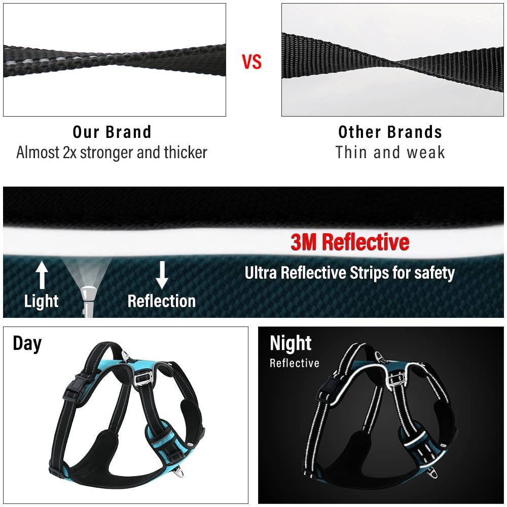 3M Reflective No Pull Dog Harness | Cyan Blue