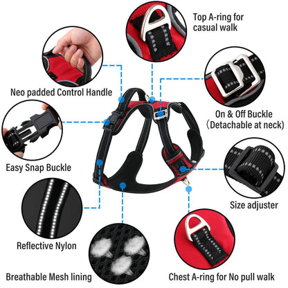 3M Reflective No Pull Dog Harness | Red