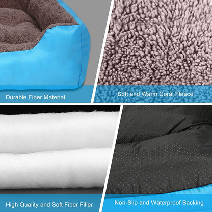 Luxury Bed for Dog - 100% Polyfill Cotton, Washable Cover, Anti Slip Base