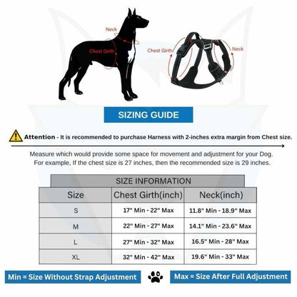 Military Black No Pull Dog Harness | No More Pulling or Choking