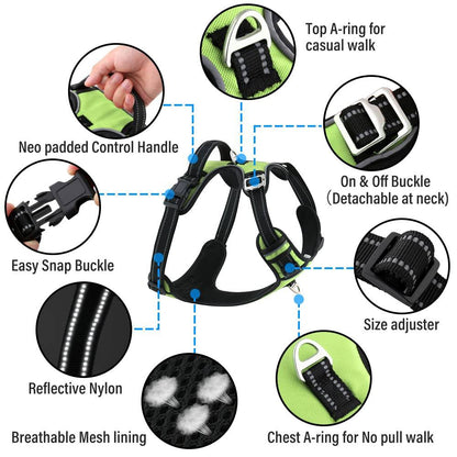 3M Reflective No Pull Dog Harness | Neon Green